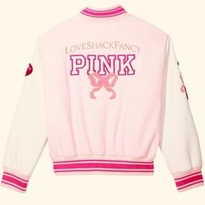 VS PINK × LoveShackFancy Varsity Jacket Limited Edition NWT LoveShackFancy PINK